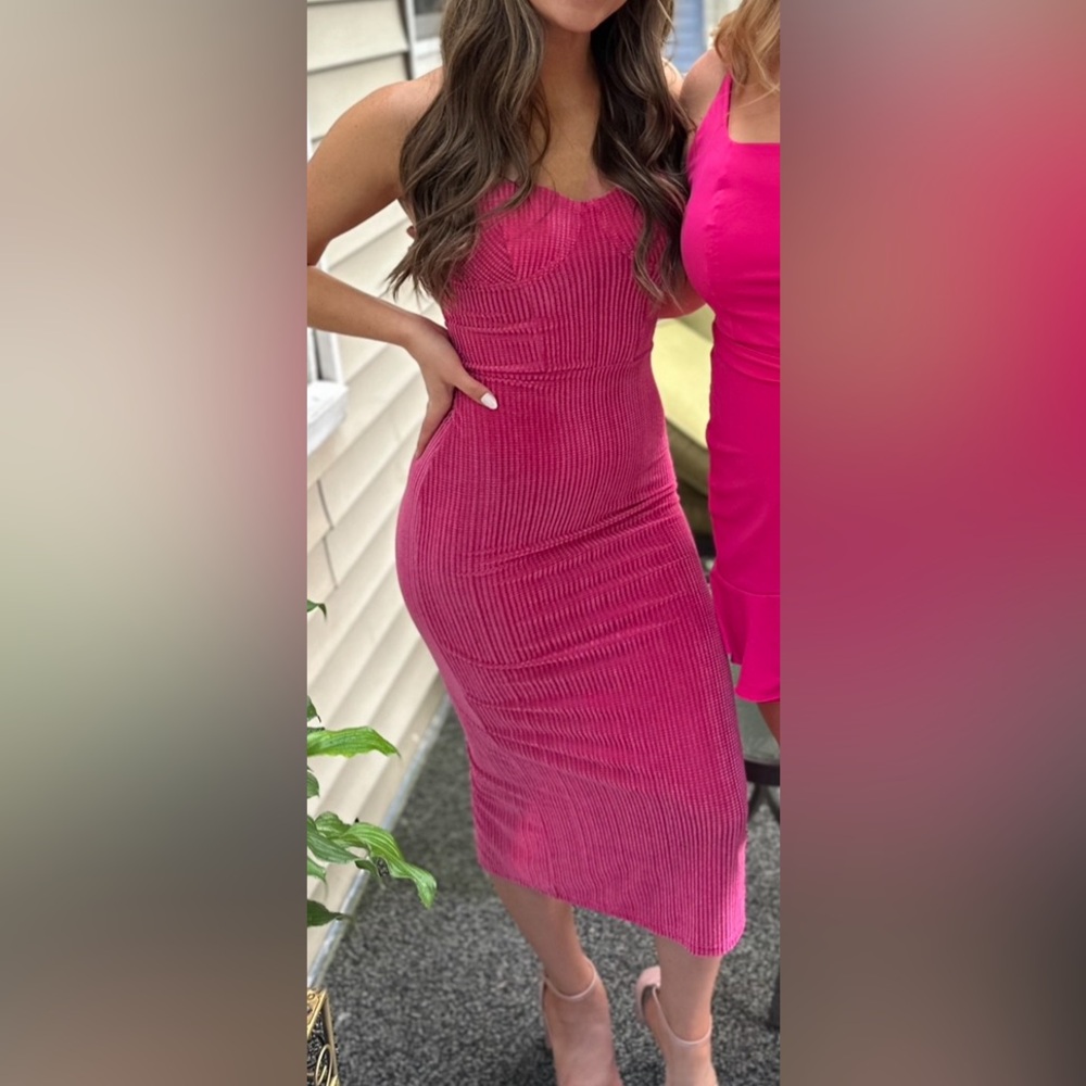 Hot pink, strapless SHEIN dress size XS
